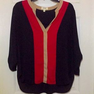 Red, Tan and Black Meraki Blouse